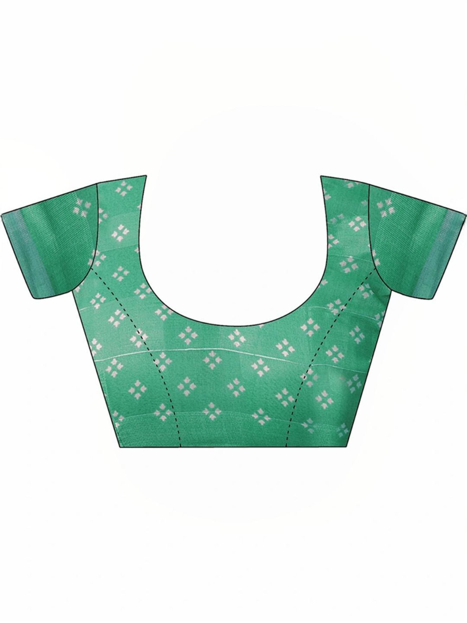 Satrani Green Floral Print Saree With Unstitched Blouse