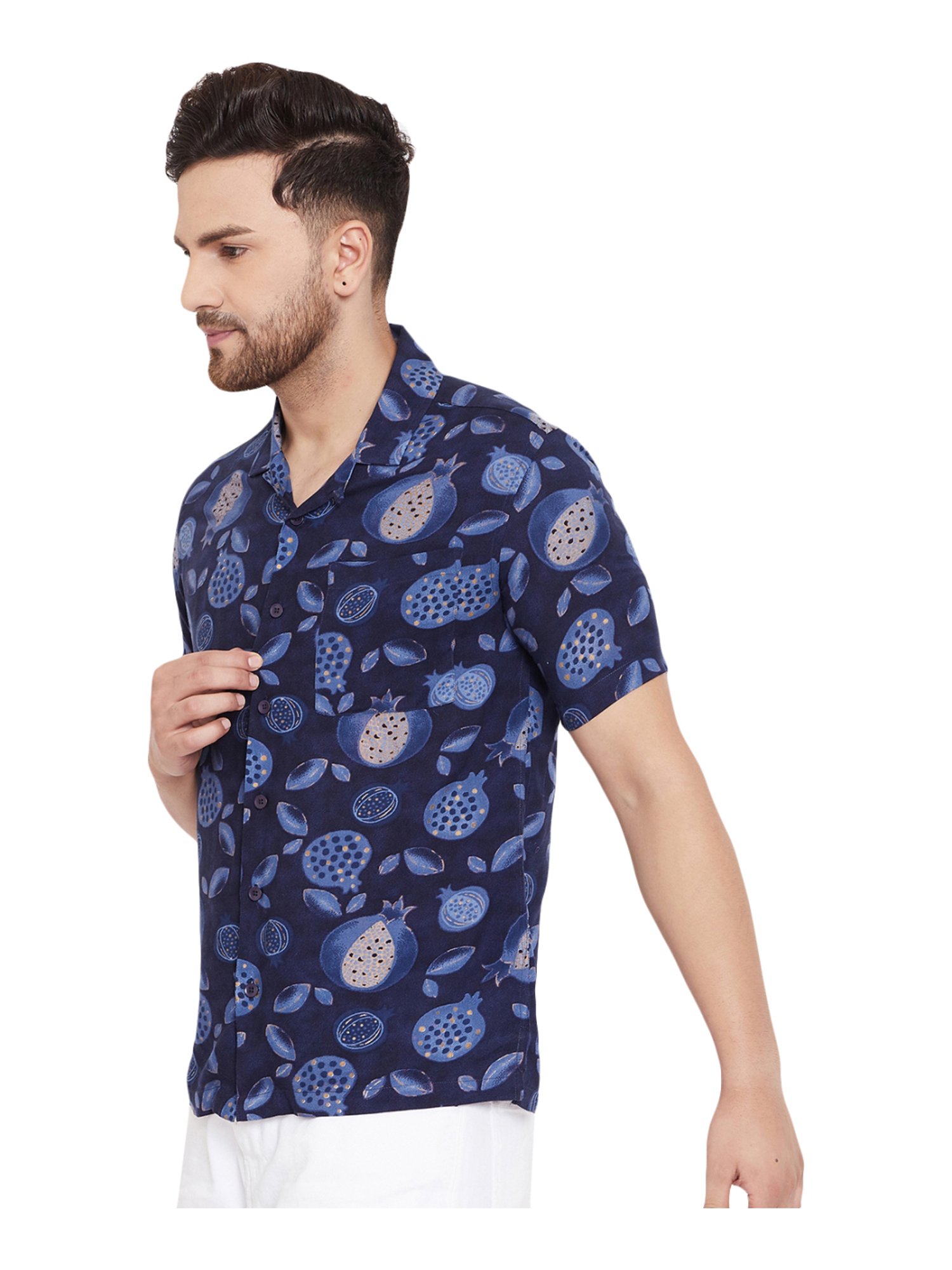 Even Navy Slim Fit Printed Shirt