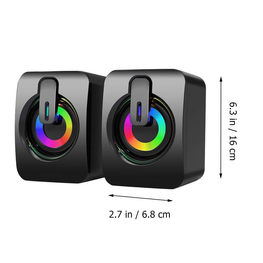 FRCOLOR  Computer Speaker Wired Desktop Luminous Game Mini Speaker With 3.5mm Audio Plug USB Colorful Light Speaker-Colorful Light Version
