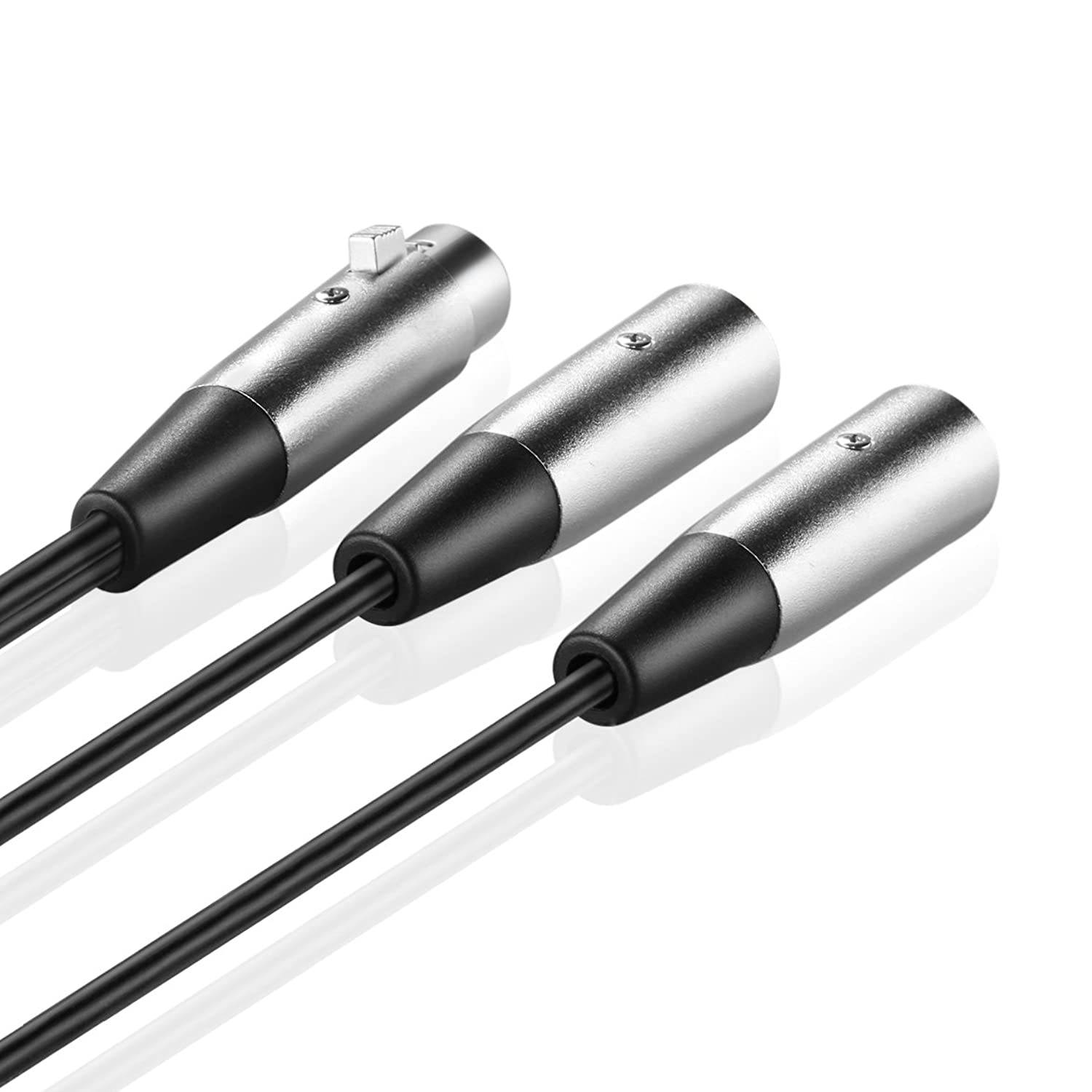 TNP XLR Splitter Patch Y Cable Adapter Cord - 1 Female to 2 Male, XLR3 Female to Dual XLR3 Male, XLR3F to 2 XLR3M Y Cable Connector Wire Cord Plug (6 inch)