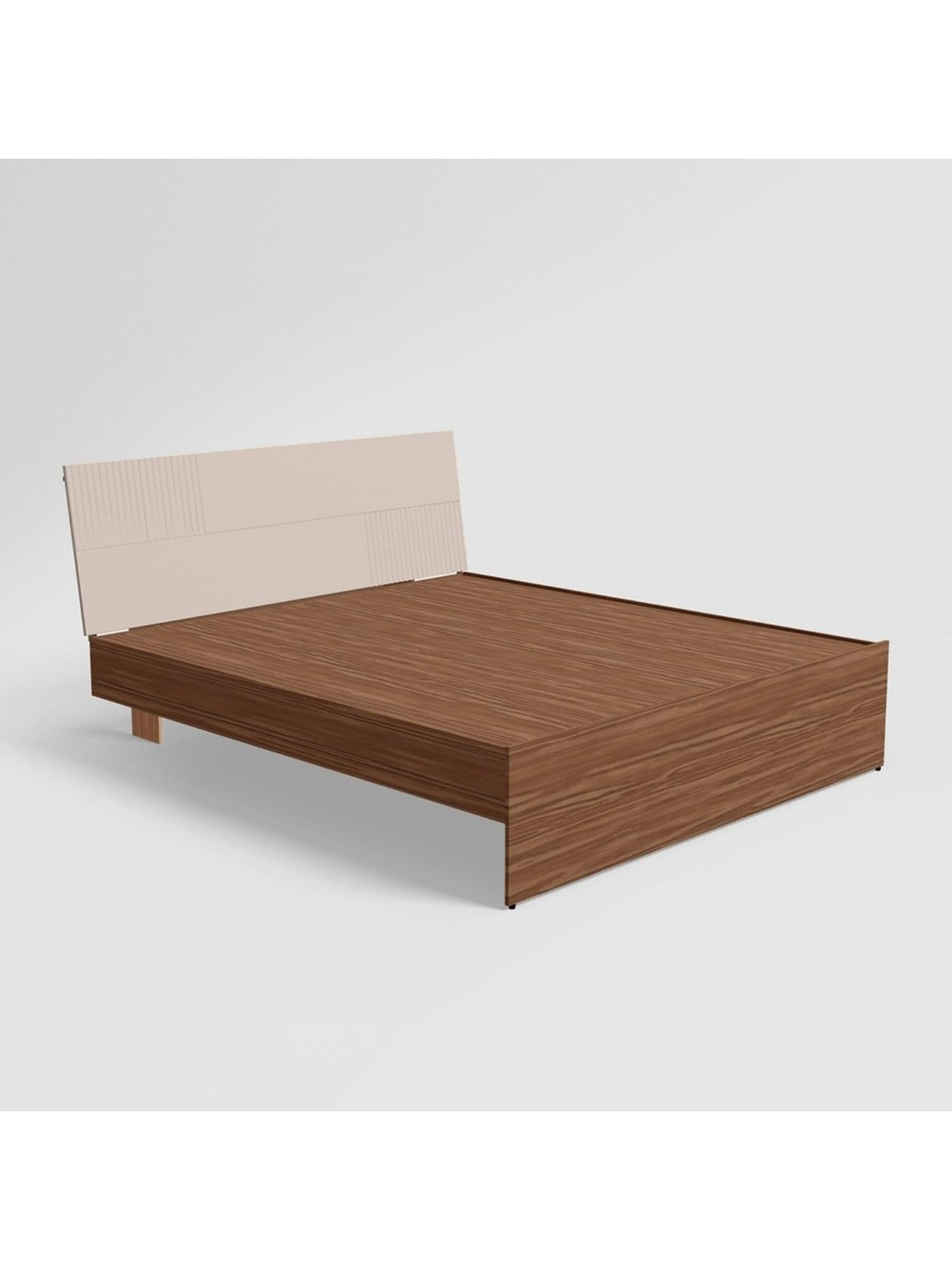 Godrej Interio Flutes Morf Cream Engineered Wood King Size Bed without Storage