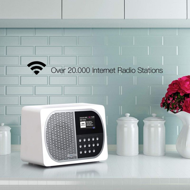 LEMEGA M2+ 7W Portable Internet FM Digital Radio with Wi-Fi, Bluetooth, USB, Aux & TFT Colour Display &ndash;White Satin