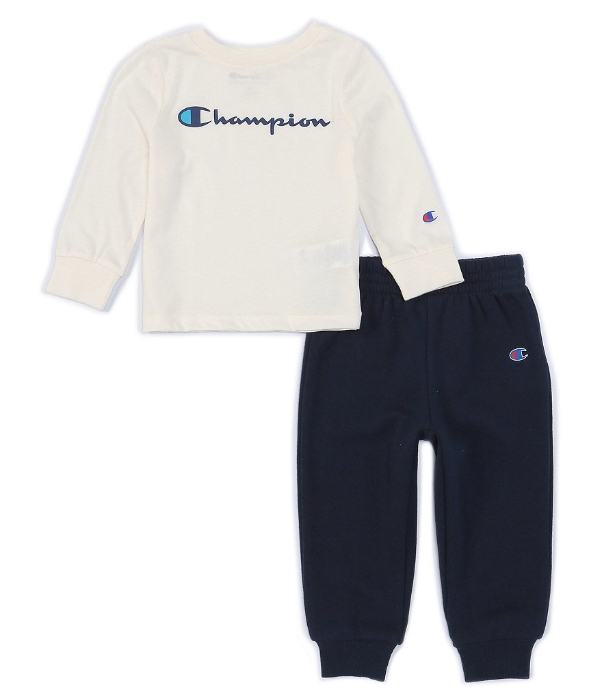 Champion Baby Boys 12-24 Months Long-Sleeve Signature Logo Tee & Fleece Jogger Set