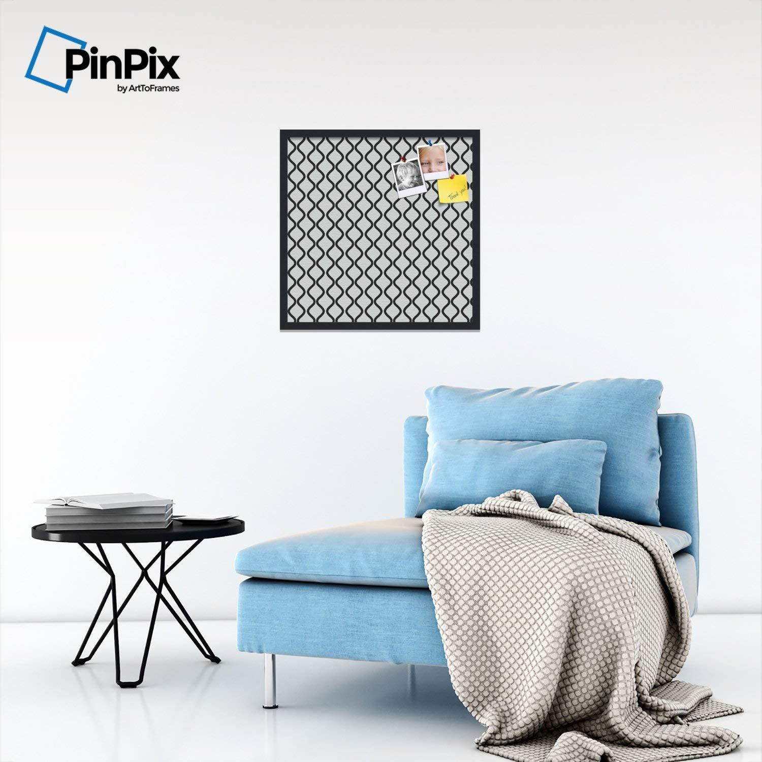 PinPix custom printed pin cork bulletin board made from canvas, 194 24 x 24 Inches (Completed Size) and framed in Satin Black (PinPix-194)