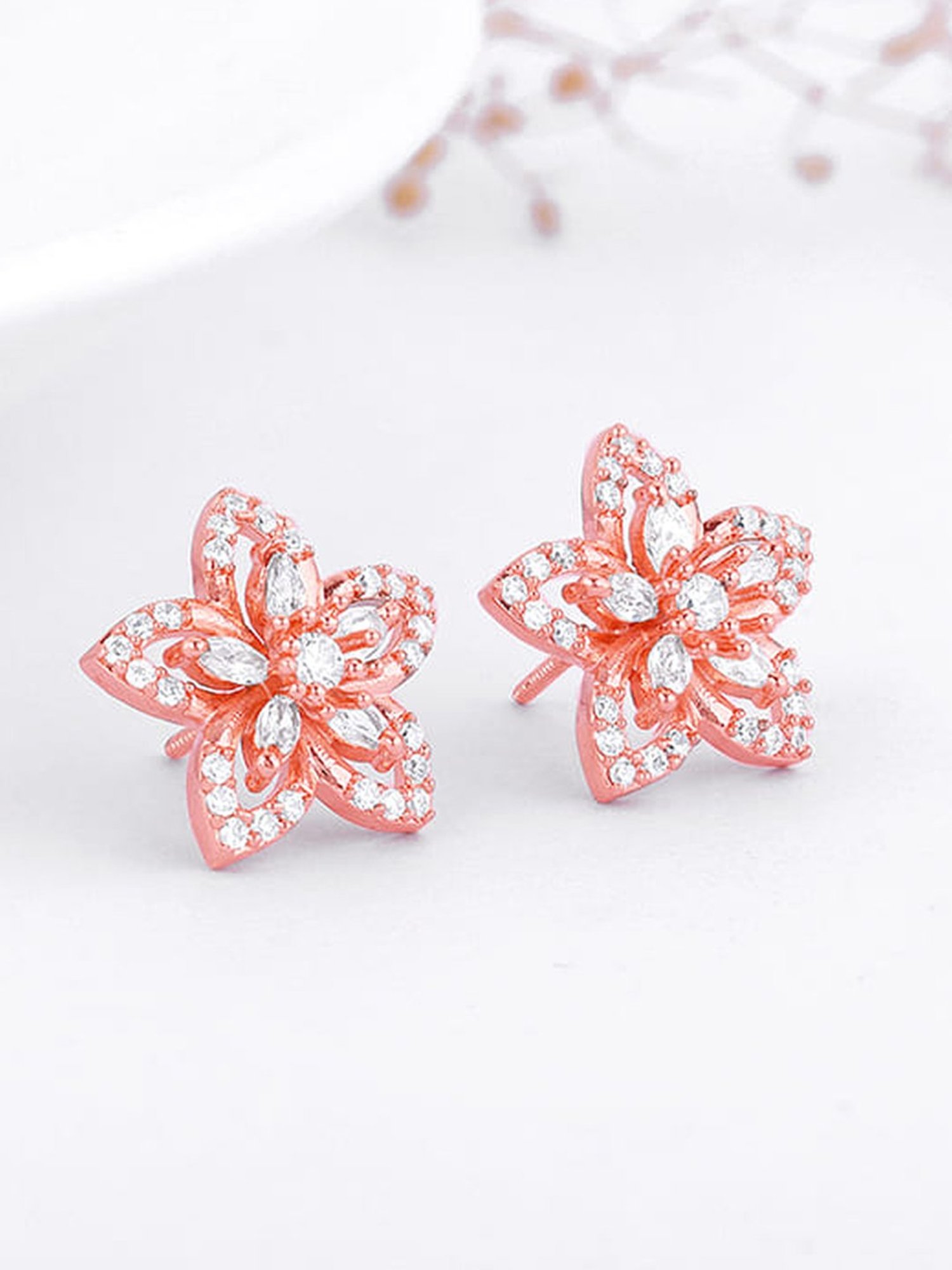 GIVA 925 Silver Rose Gold Viola Stud Earrings for Women & Girls