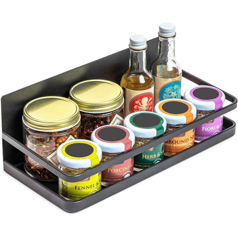 Farmlyn Creek Black Magnetic Spice Rack for Kitchen Refrigerator (9.6 x 4.4 x 3.4 Inches)