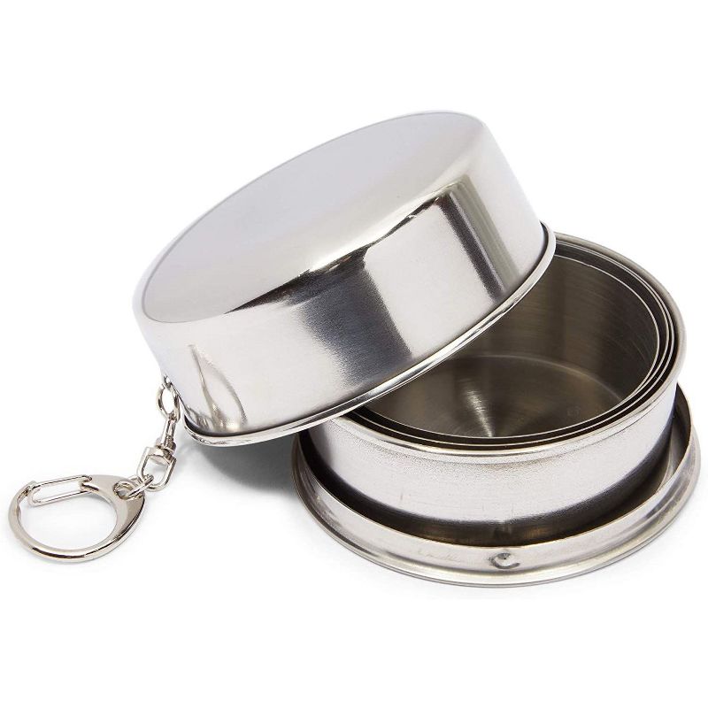 Okuna Outpost 2 Pack Stainless Steel Portable Collapsible Shot Glasses Cup Tumbler for Camping, Travel (8.4 oz)