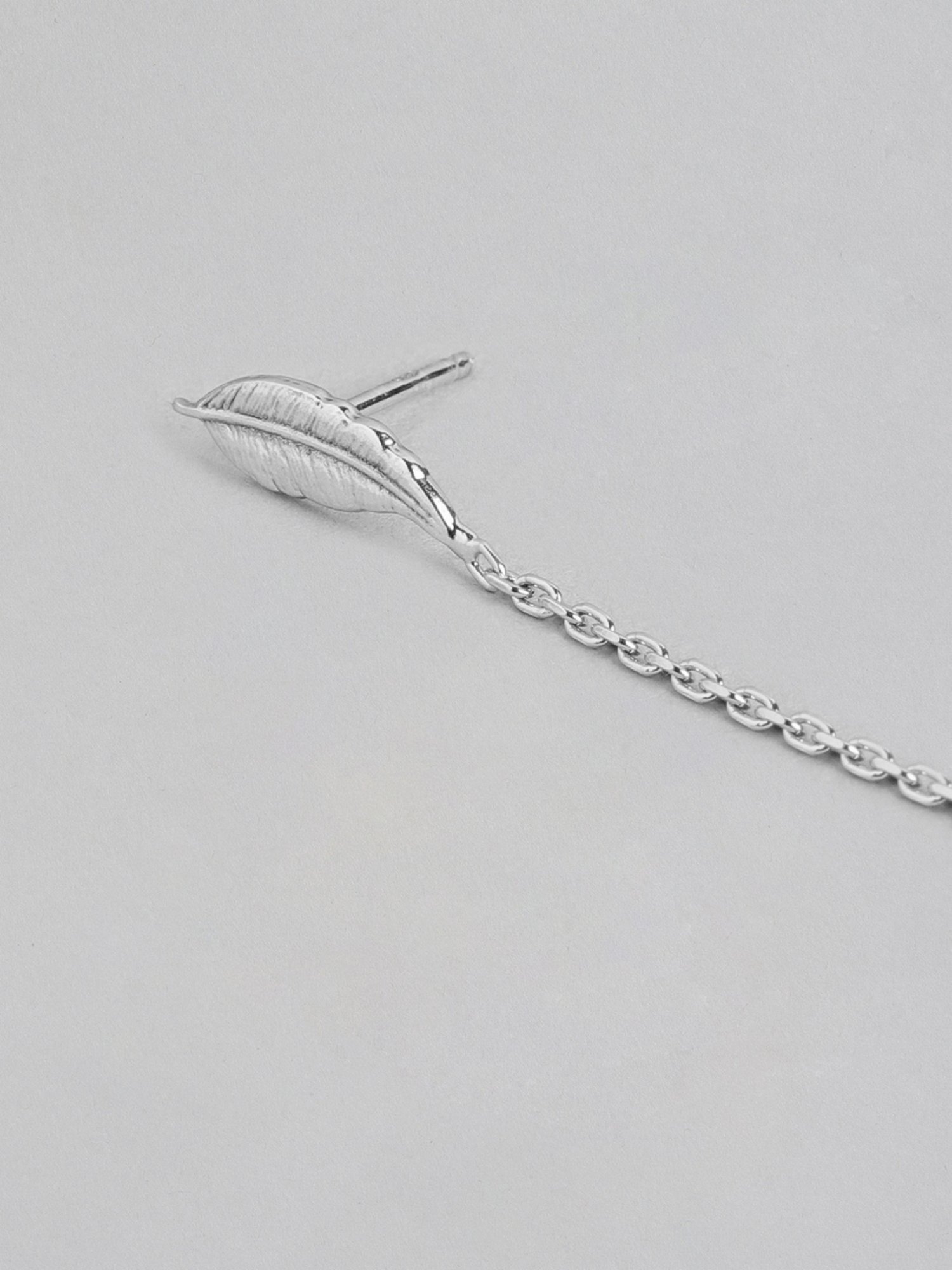 Zavya 92.5 Sterling Silver Nature's Elegance Rhodium-Plated Leaf & Chain Earring for Women