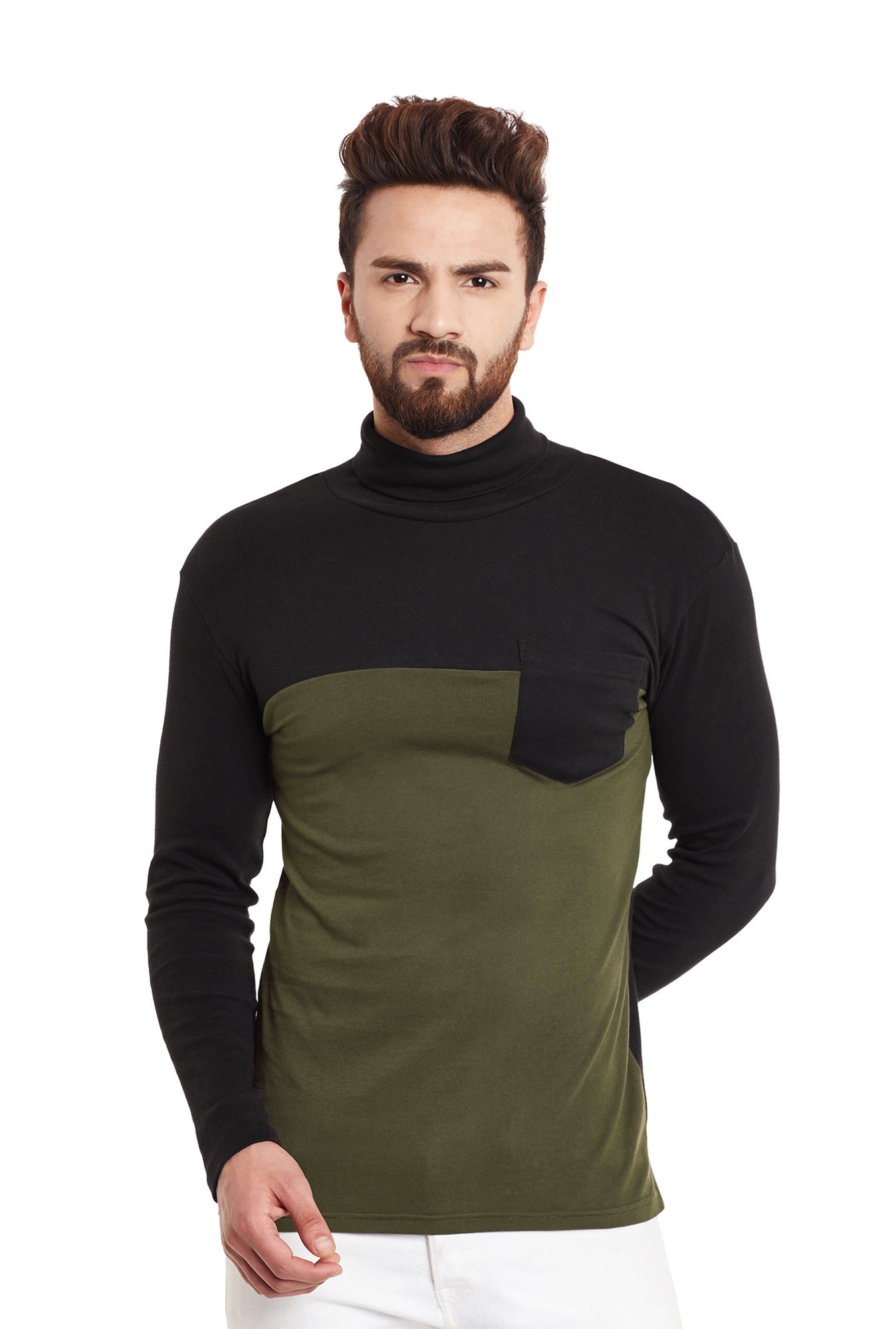 Hypernation Olive & Black Regular Fit T-Shirt
