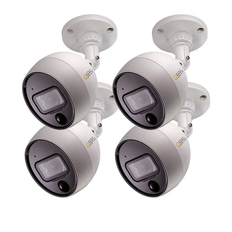 Q-See Home Security Cameras (QCA8081B-4) 4MP Analog HD PIR Bullet Surveillance Camera 4 Pack, 65ft of Night Vision, Indoor/Outdoor, Add-On