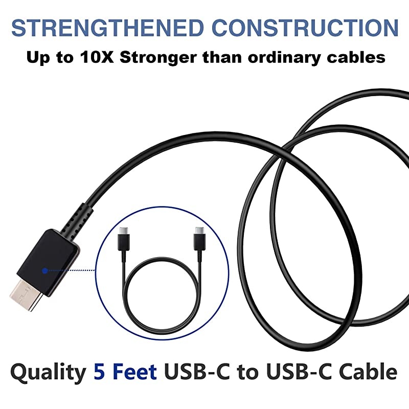 Fast Type C Charger Kit,2-Pack PD 25W Fast Charger and 5-ft USB C to USB C Fast Charging Cable for Samsung Galaxy S21/S21+/S21 Ultra/S20/S20+/S20 Ultra/Note 20/Note 20 Ultra/Note 10/Note10+