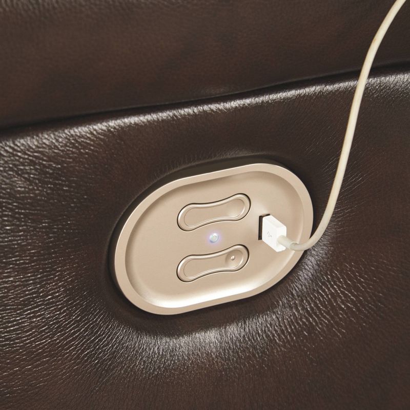 Hallstrung Power Reclining Loveseat with Console/Adjustable Headrest Chocolate Brown - Signature Design by Ashley