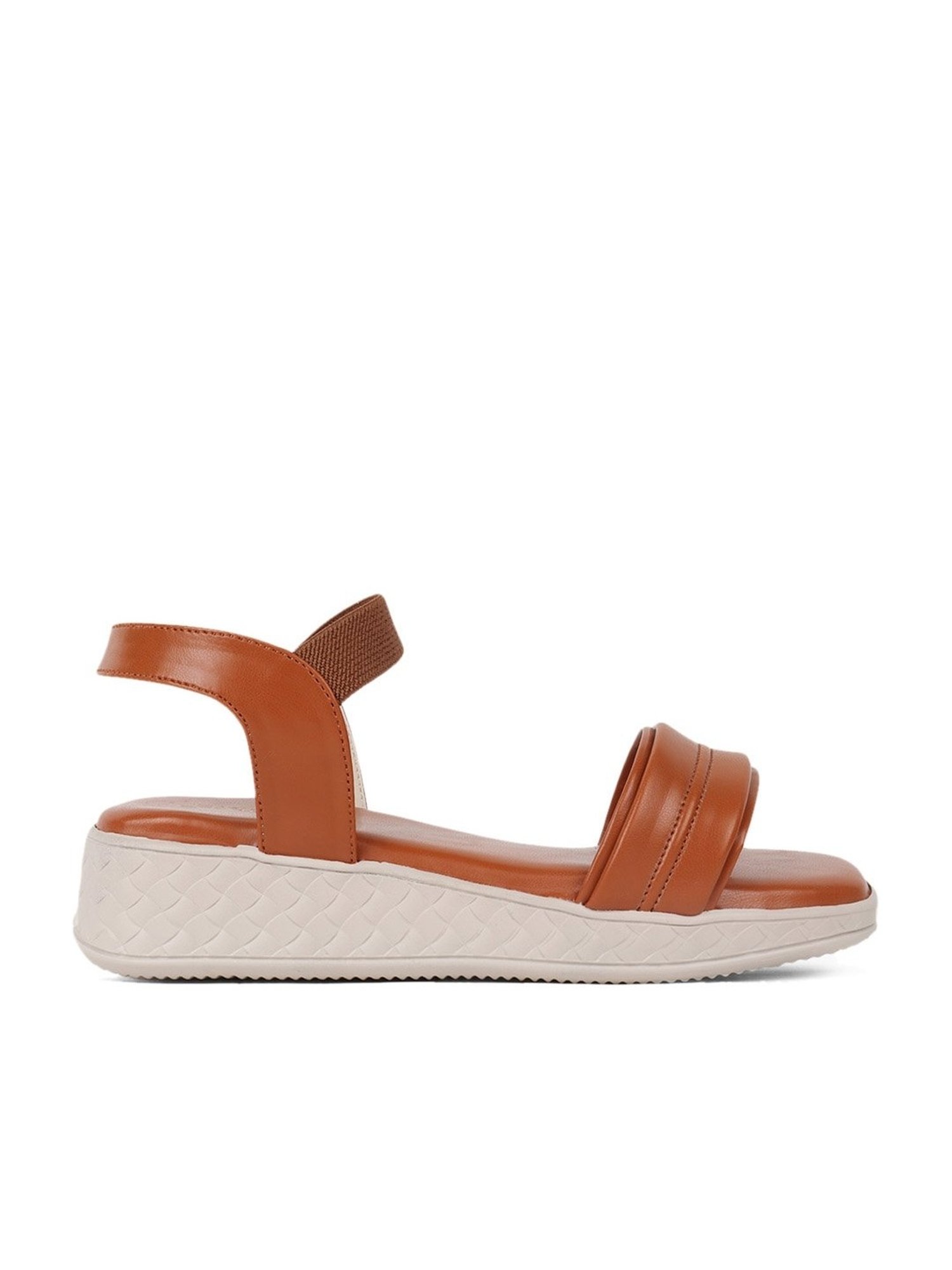 Iconics Women's Tan Ankle Strap Wedges