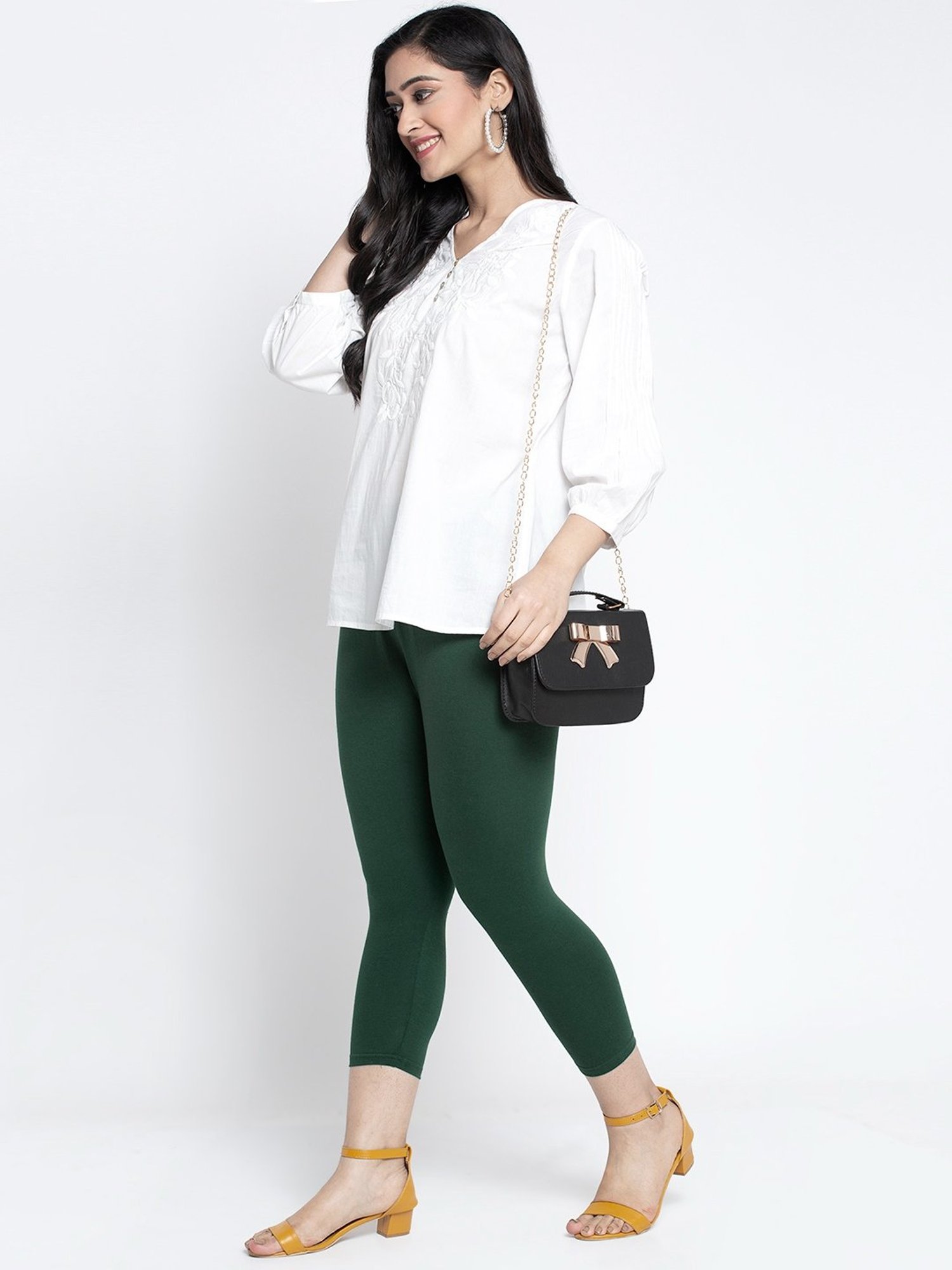 Gracit Green & Navy Slim Fit Cotton Capri Pack of - 2