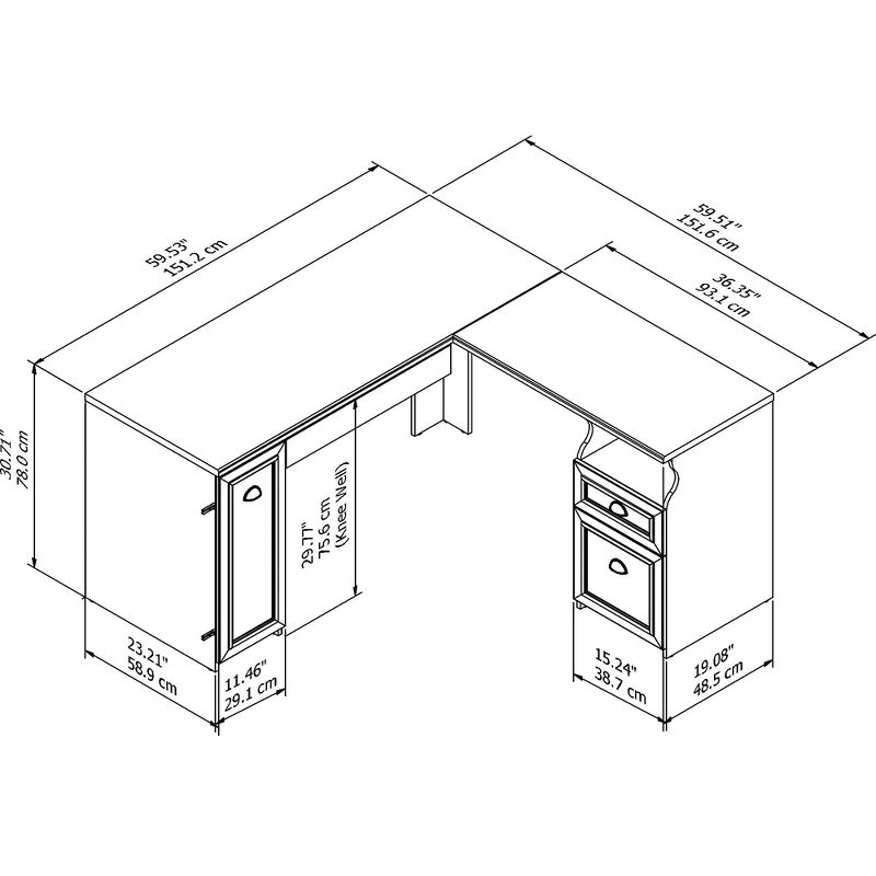 Bush Furniture Fairview L Shaped Desk, Antique White/Tea Maple WC53230-03K
