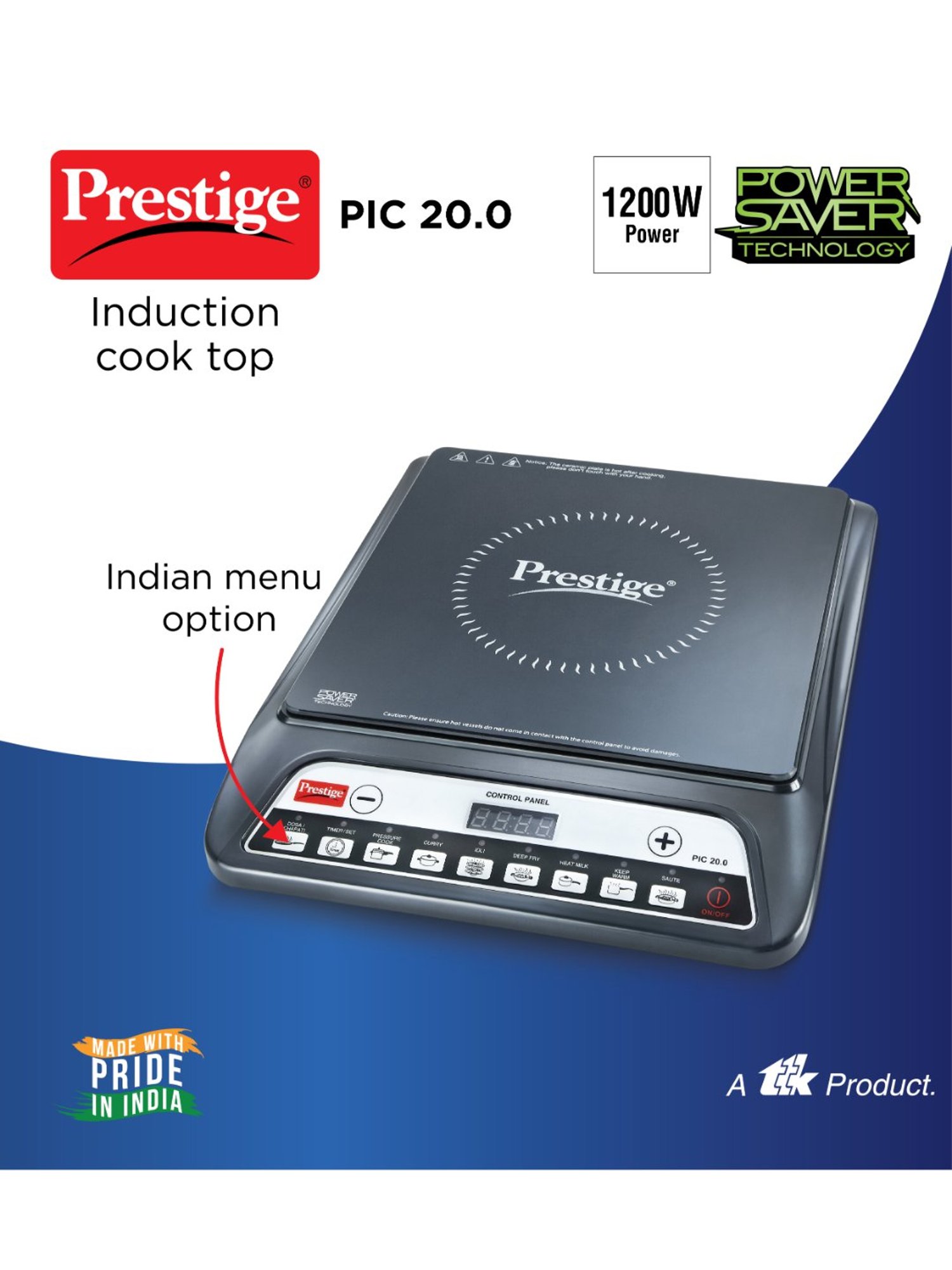 Prestige PIC 20 1600W Induction Cooktop (Black)