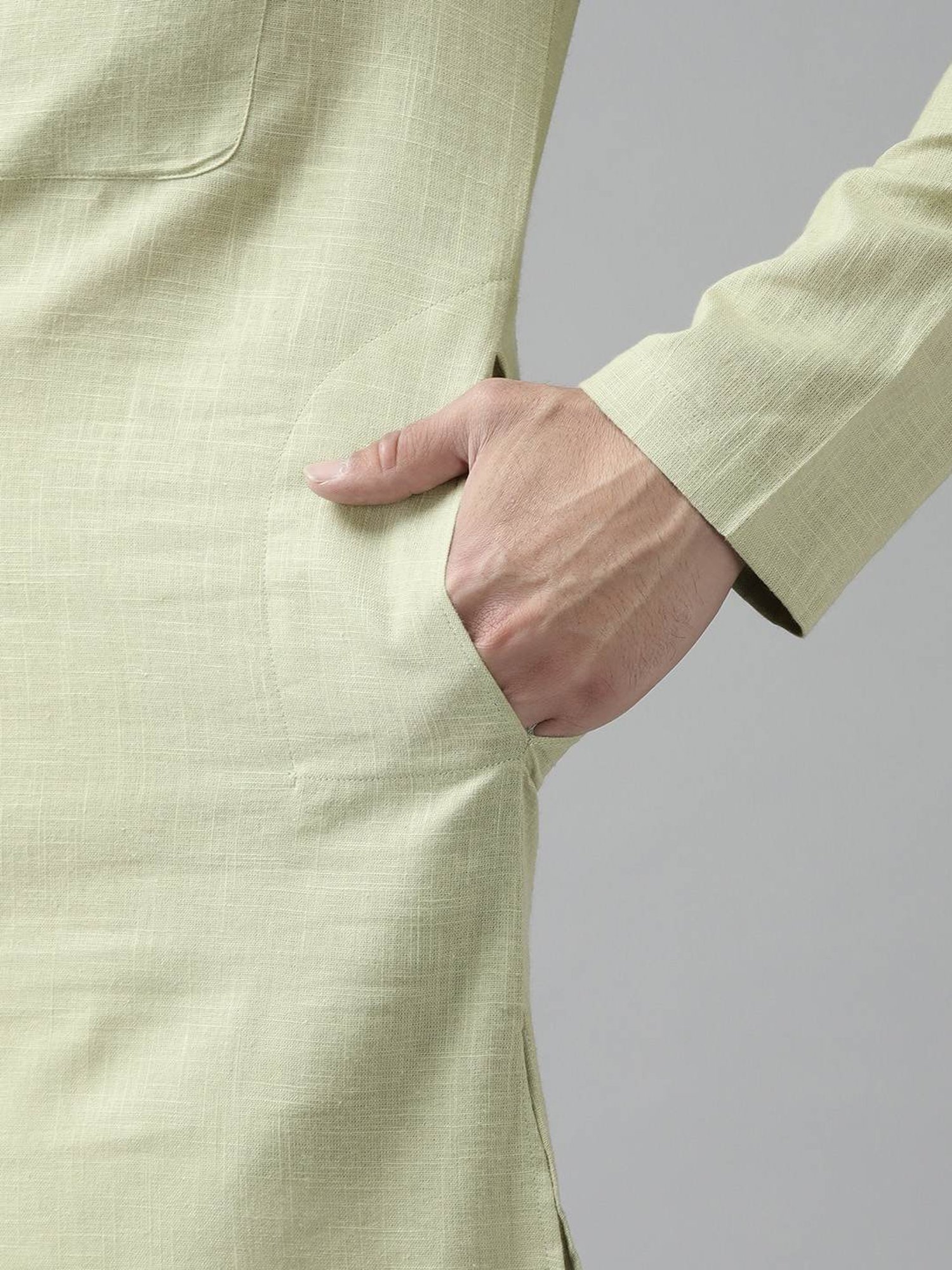 See Designs Green & White Cotton Regular Fit Kurta Bottom Set