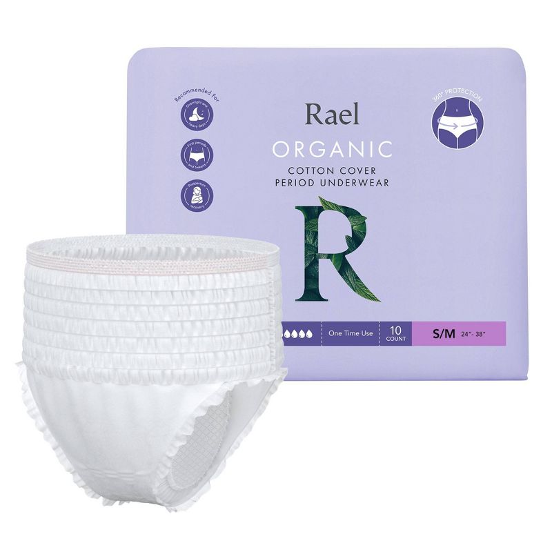 Rael Organic Cotton Overnight Period Underwear - Unscented - S/M - 10ct