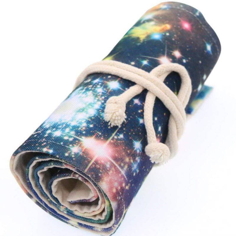 Coideal Colored Pencils Case Wrap Roll Up Holder Pouch for Artist Travel Drawing Coloring Portable Canvas Storage Organizer for Ball Pens or Pencils (72 Holes, Star Universe)