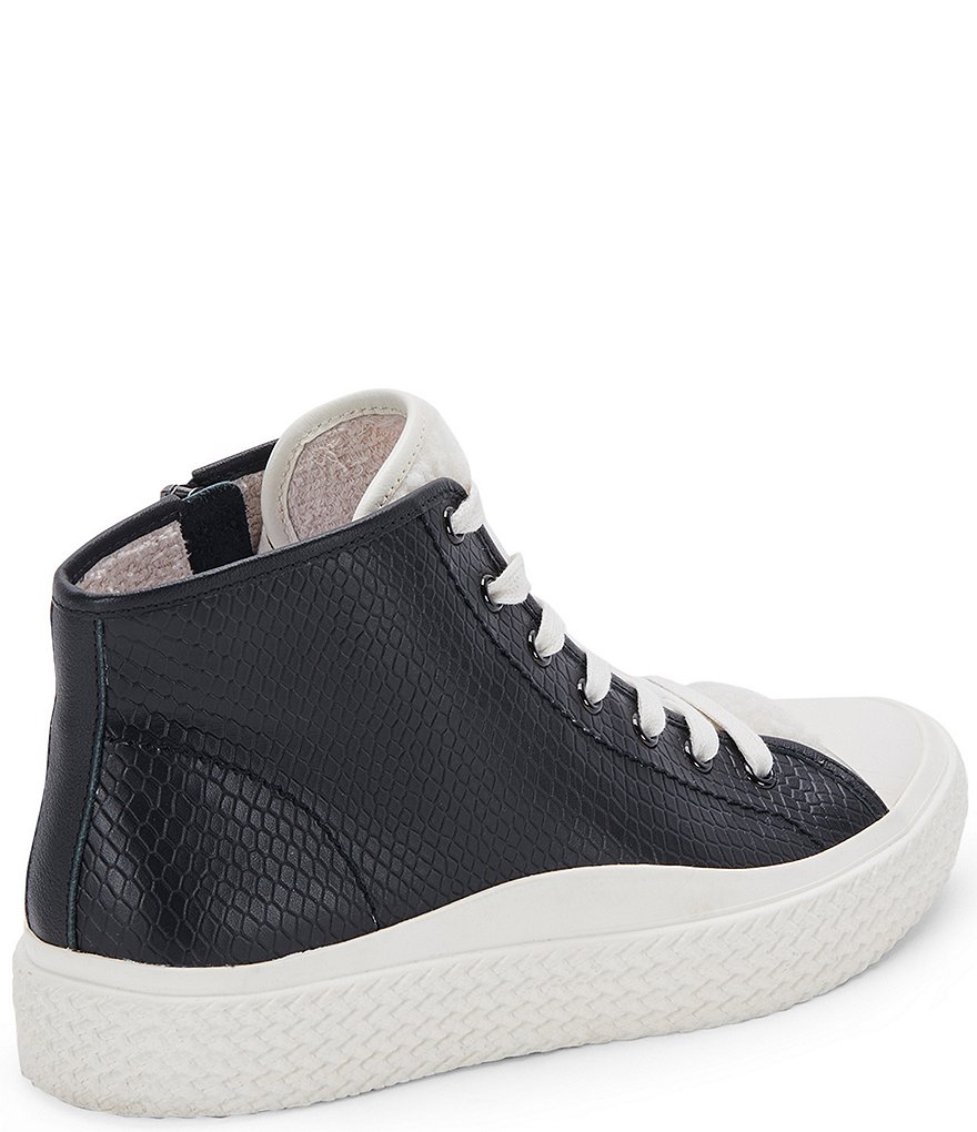 Dolce Vita Veola Plush Embossed Leather Faux Shearling High Top Sneakers