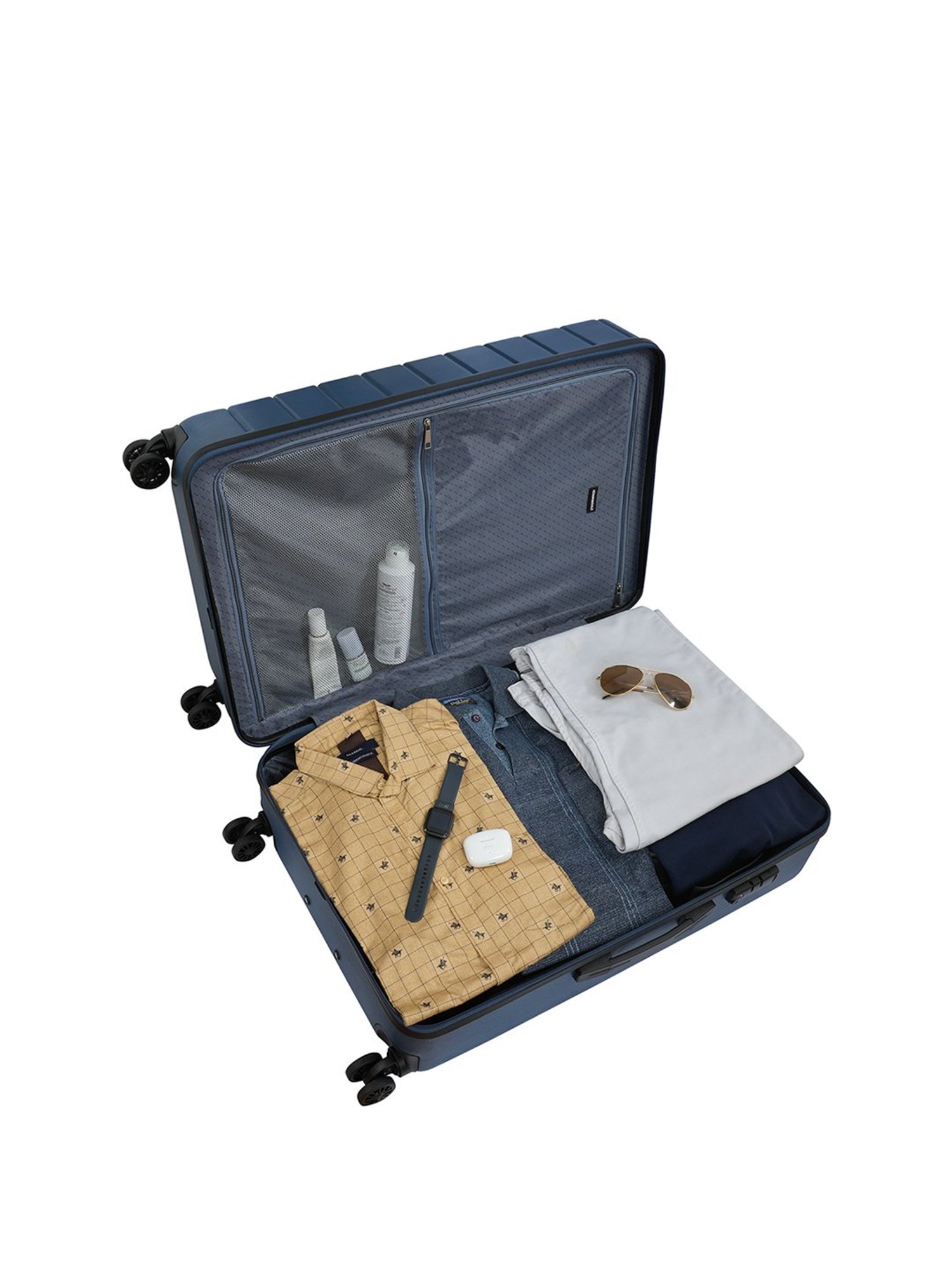 Aeropostale Stout Navy Textured Hard Large Trolley Bag - 30 cm