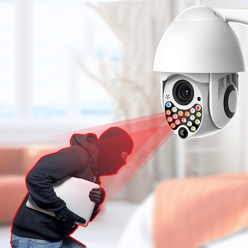 1080P 17 LED Light 3 Night Vision Modes Smart Wifi IP Camera Automatic Tracking IP66 Two-way Audio Dome Outdoor Monitor CCTV -UK Plug