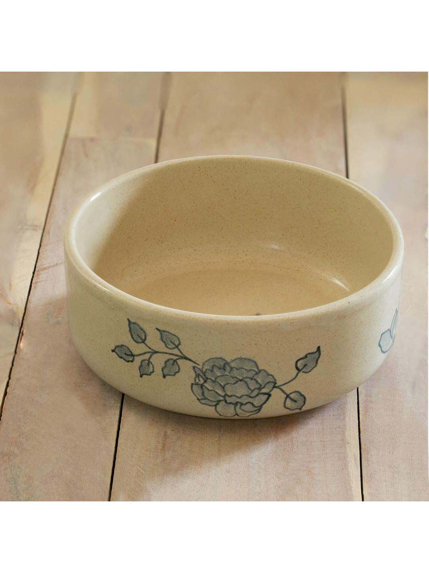 ellementry Fiore Cream Ceramic Salad Bowl - Set of 1