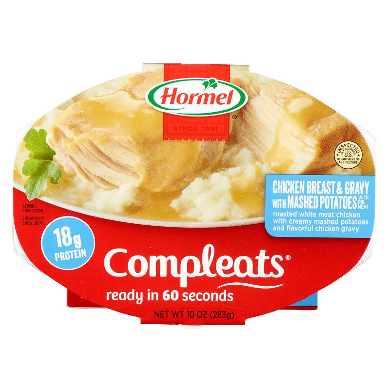 Hormel Compleats Chicken Breast Gravy Mashed Potatoes Microwaveable Meal 10oz