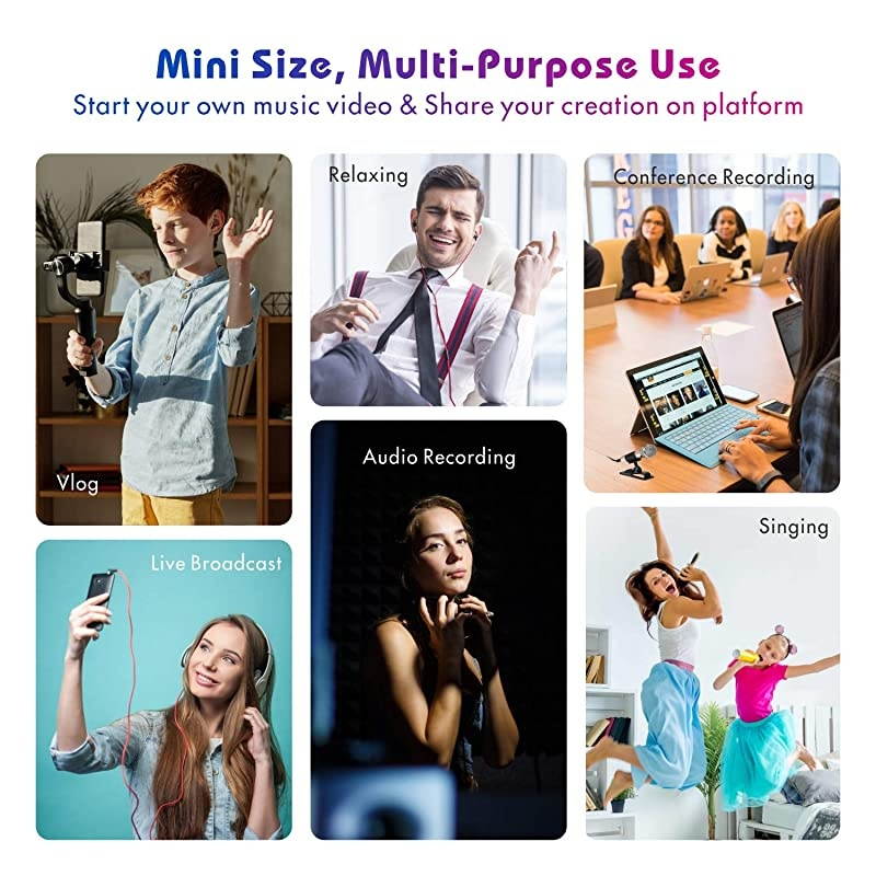 2PCS] Mini Karaoke Microphone,  Mini Voice Recording Microphone Portable Karaoke Mic for Singing, Recording, Voice Recording(Silver/Red)