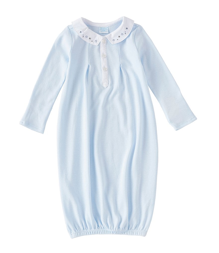 Edgehill Collection Treasures Baby Newborn-6 Months Peter-Pan Collar Stars-Embroidered Nightgown