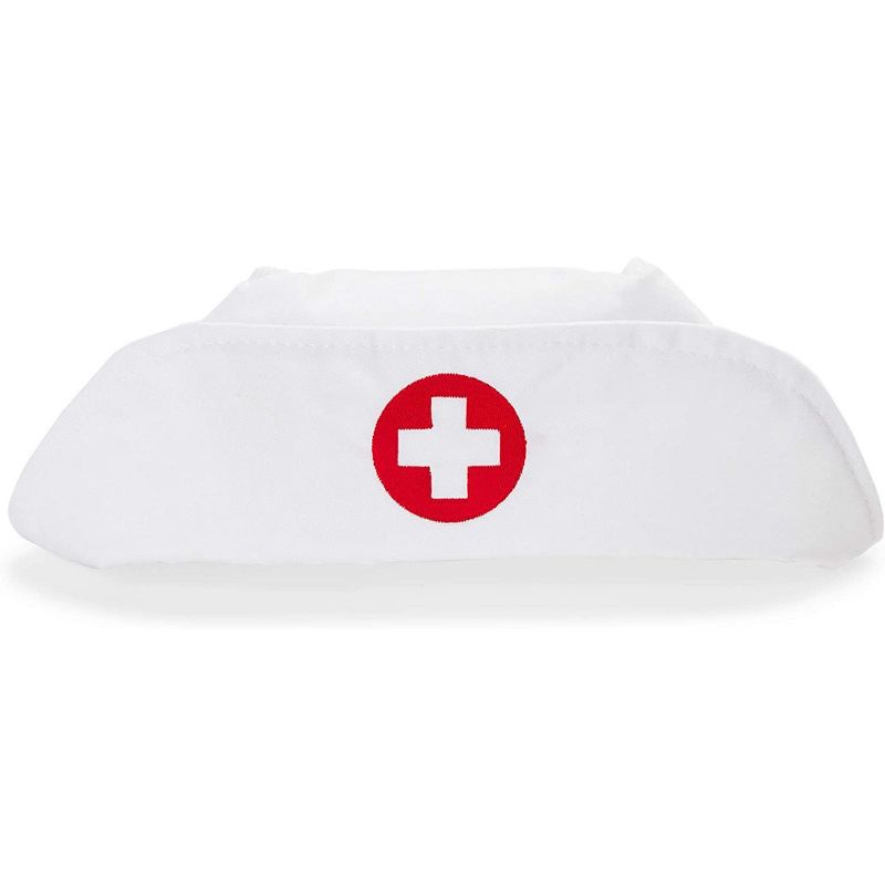 Spooky Central 3-Pack Nurse Hat, Red and White Emblem Nurse Bonnet Cap, Halloween Costume Accessories for Women