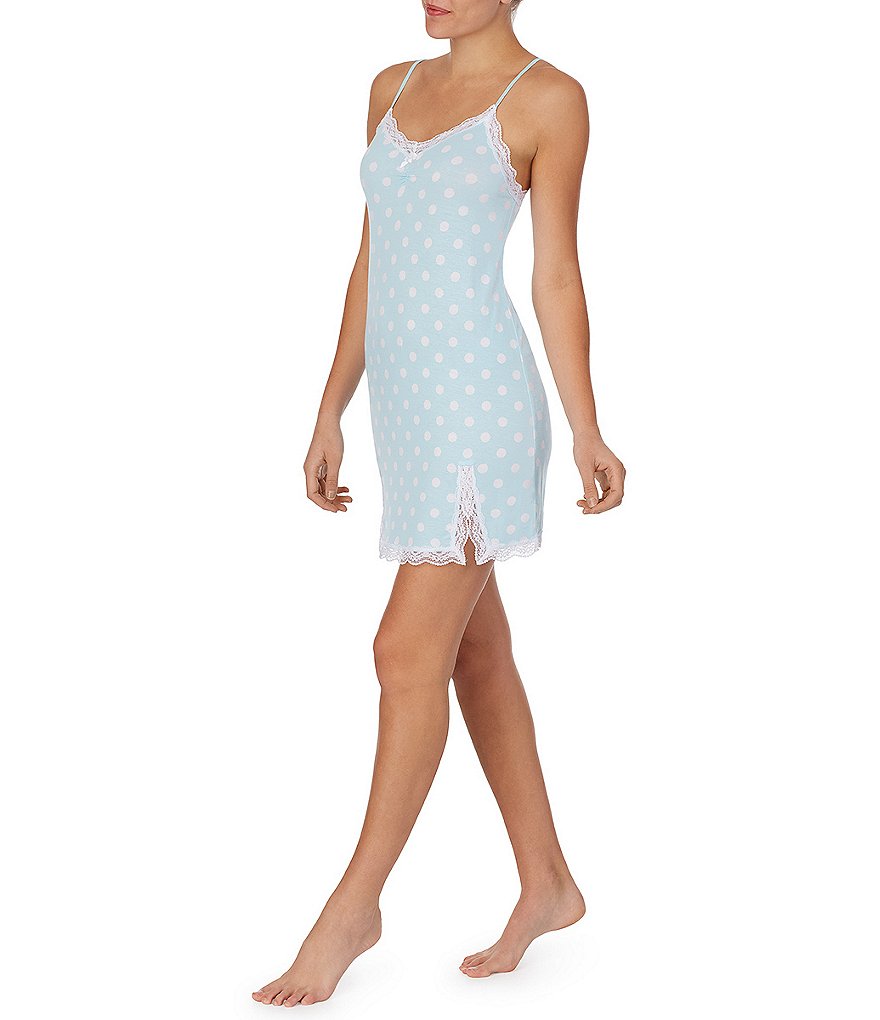 Papinelle Dot Print Modal Pleat Front Nightgown