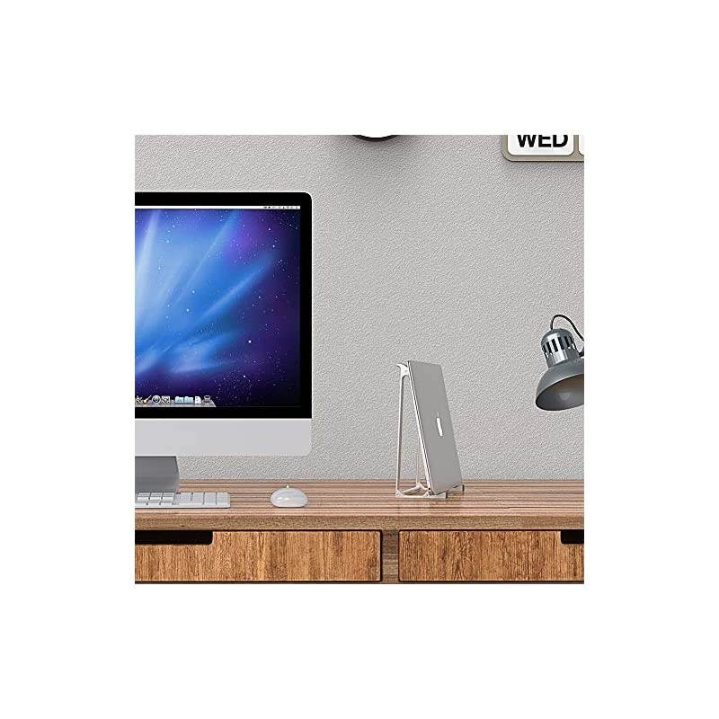 Laptop Stand for Desk, 2 in 1 Design Aluminum Vertical Stand Holder Compatible with MacBook Air Pro, Surface, Dell XPS and Other 10-17 inch Laptop Computer Ventilated Riser (Silver)