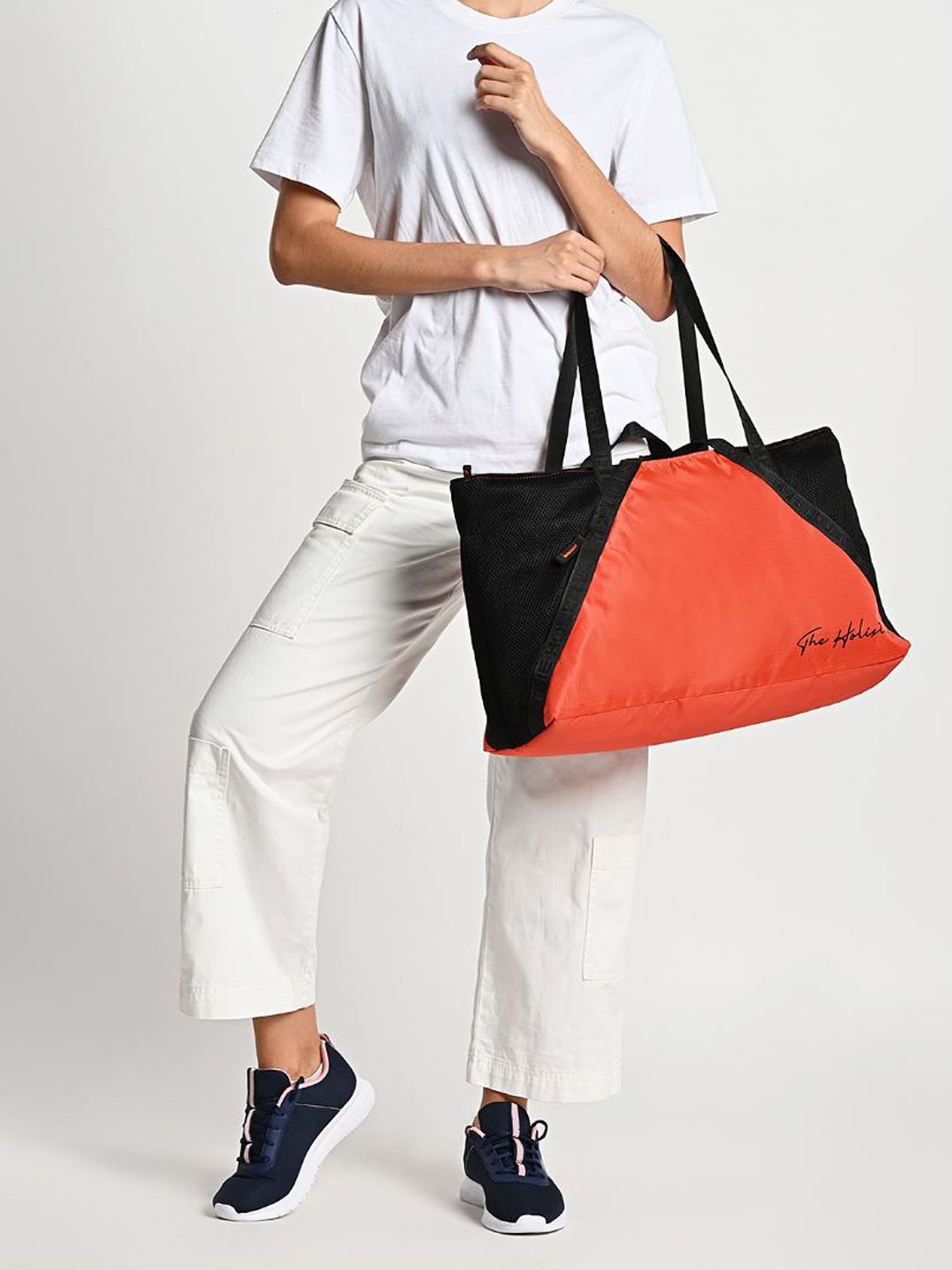 THE HOLISTIK Uptote Orange Color Block Medium Shoulder Bag