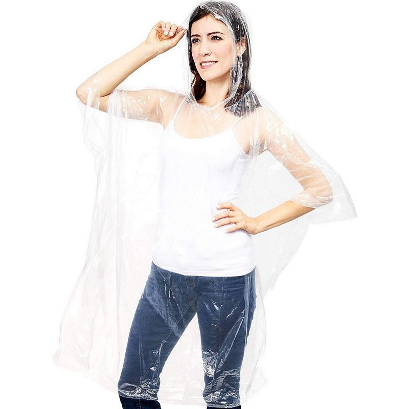 Juvale 20 Pack Emergency Raincoats with Hoods, Disposable Rain Ponchos, Clear