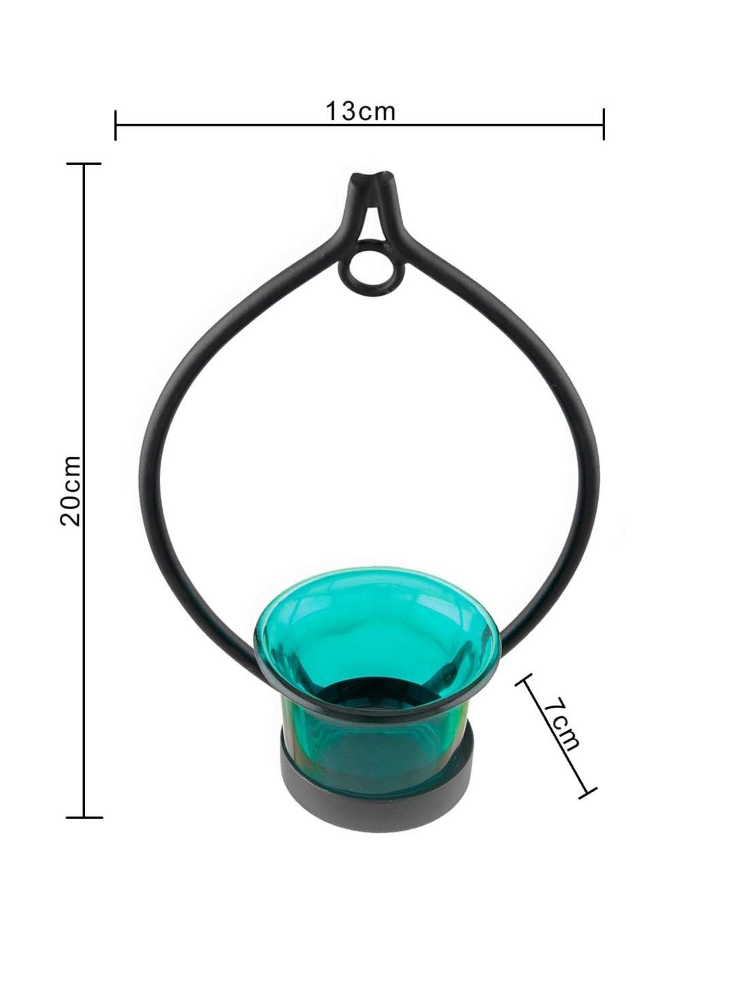 Homesake 'Diwali' Black & Turquoise Metal Wall Candle Holder With Tea Light Candle - Set of 2