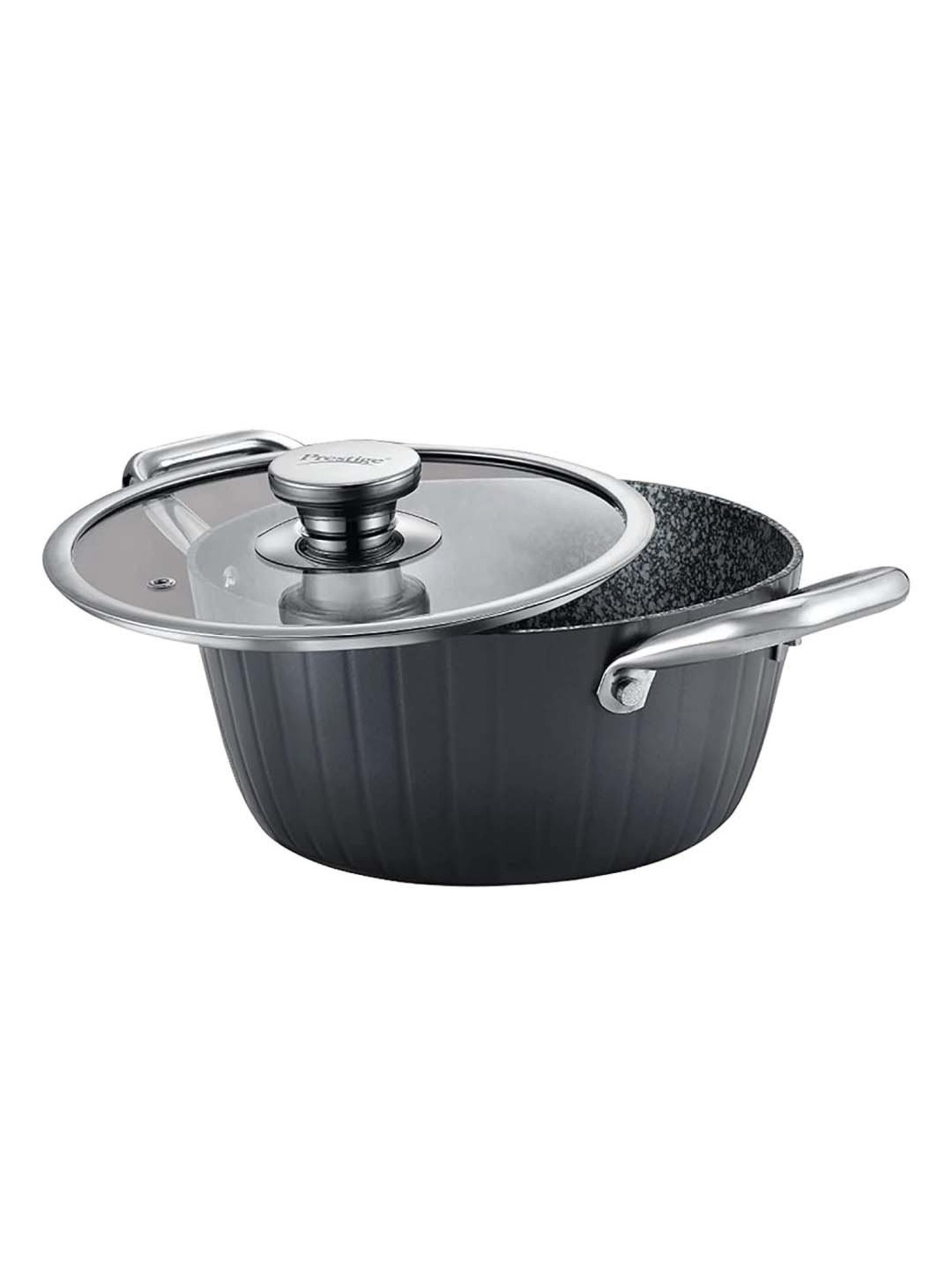 Prestige Black Hard Anodised 20 cm Non-Stick 6-Layer Casserole With Lid (2.4 L)