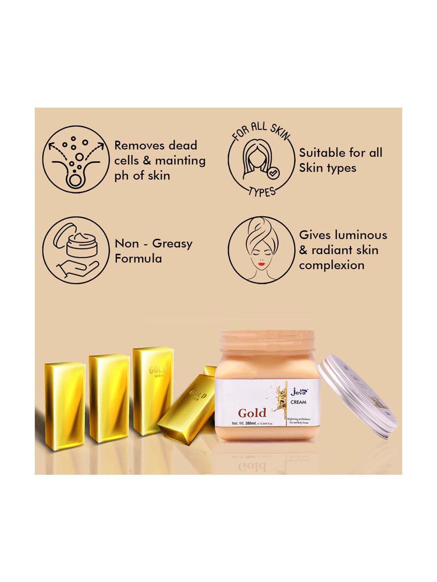 Gold Brightening & Radiance Face & Body Cream - 380 ml