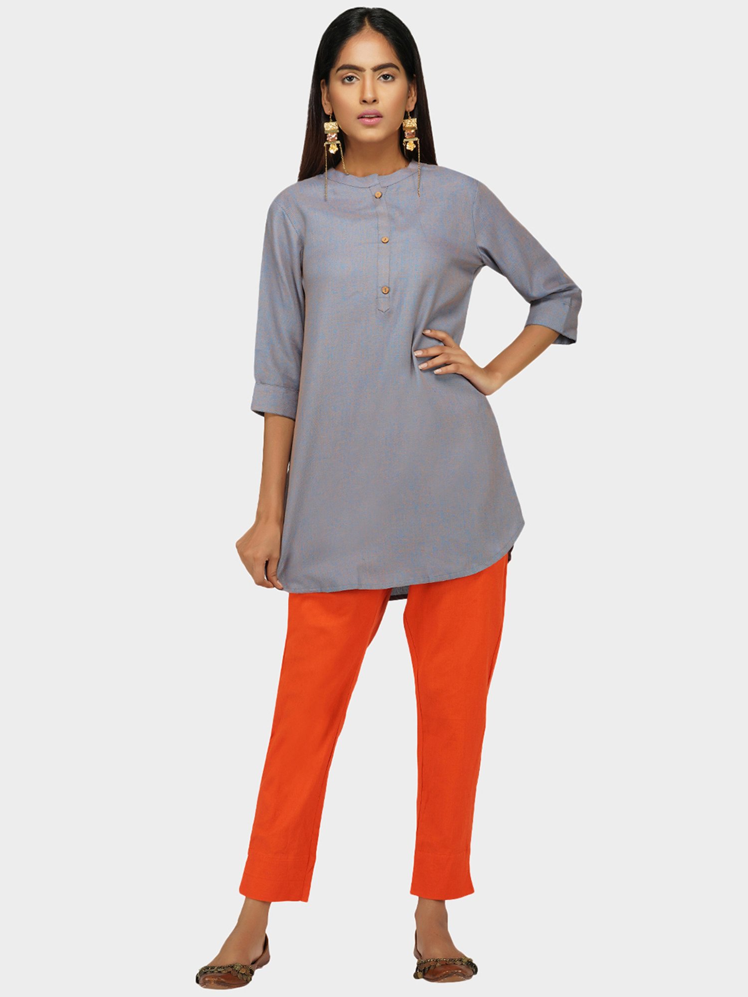 Paislei Grey Rayon Kurta