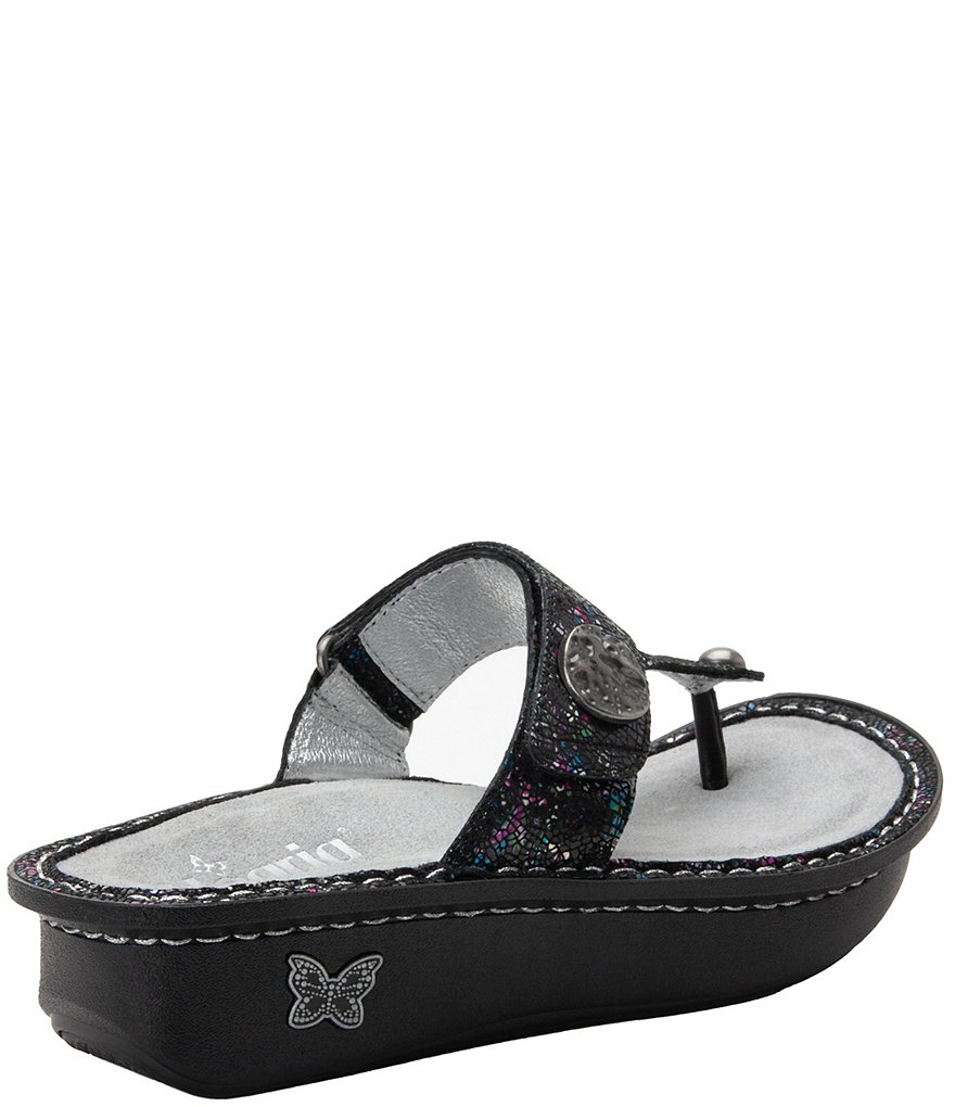 Alegria Carina Chromatic Printed Leather Platform Wedge Thong Sandals