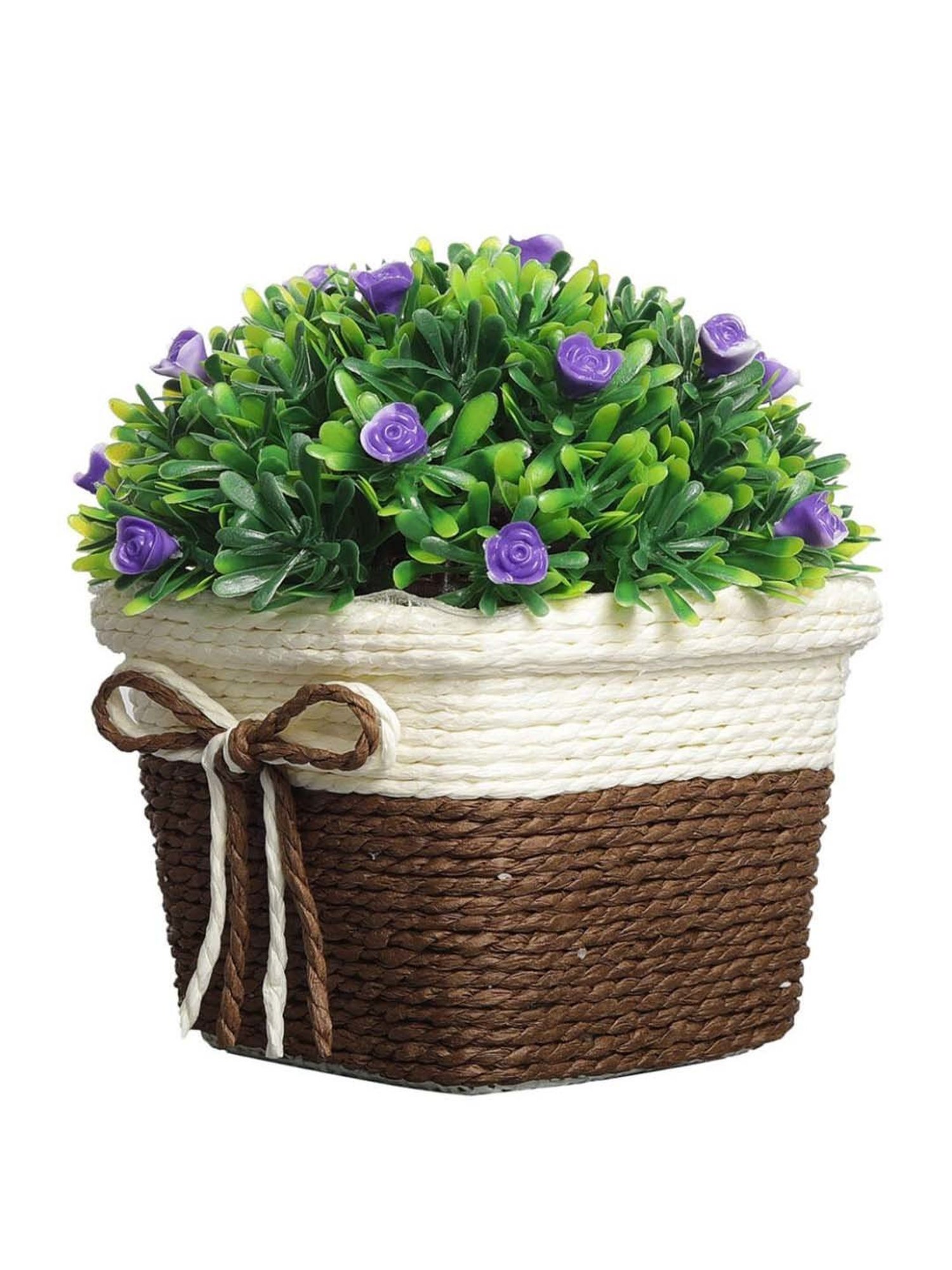 Foliyaj Multicolor Plastic Artificial Flower Plant With Pot - Set of 2