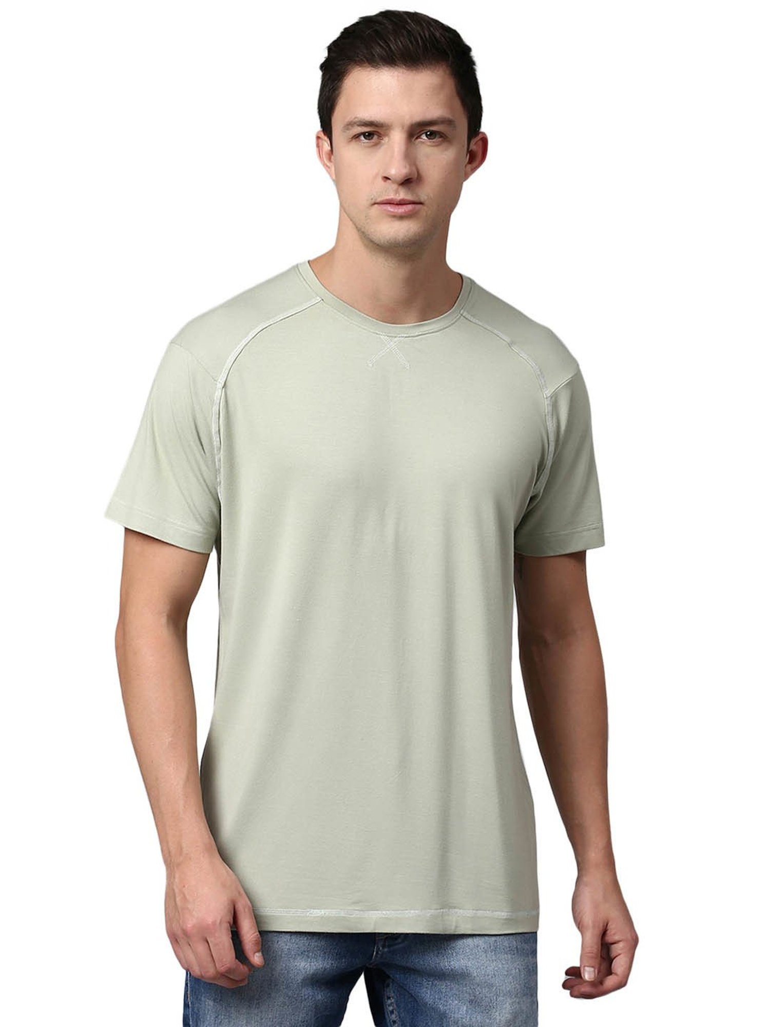 Slowave Sage Green Regular Fit T-Shirt