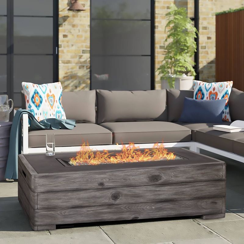48" x 20" x 18.5" Rectangular Outdoor Propane Fire Pit Table - Gray - Vasagle