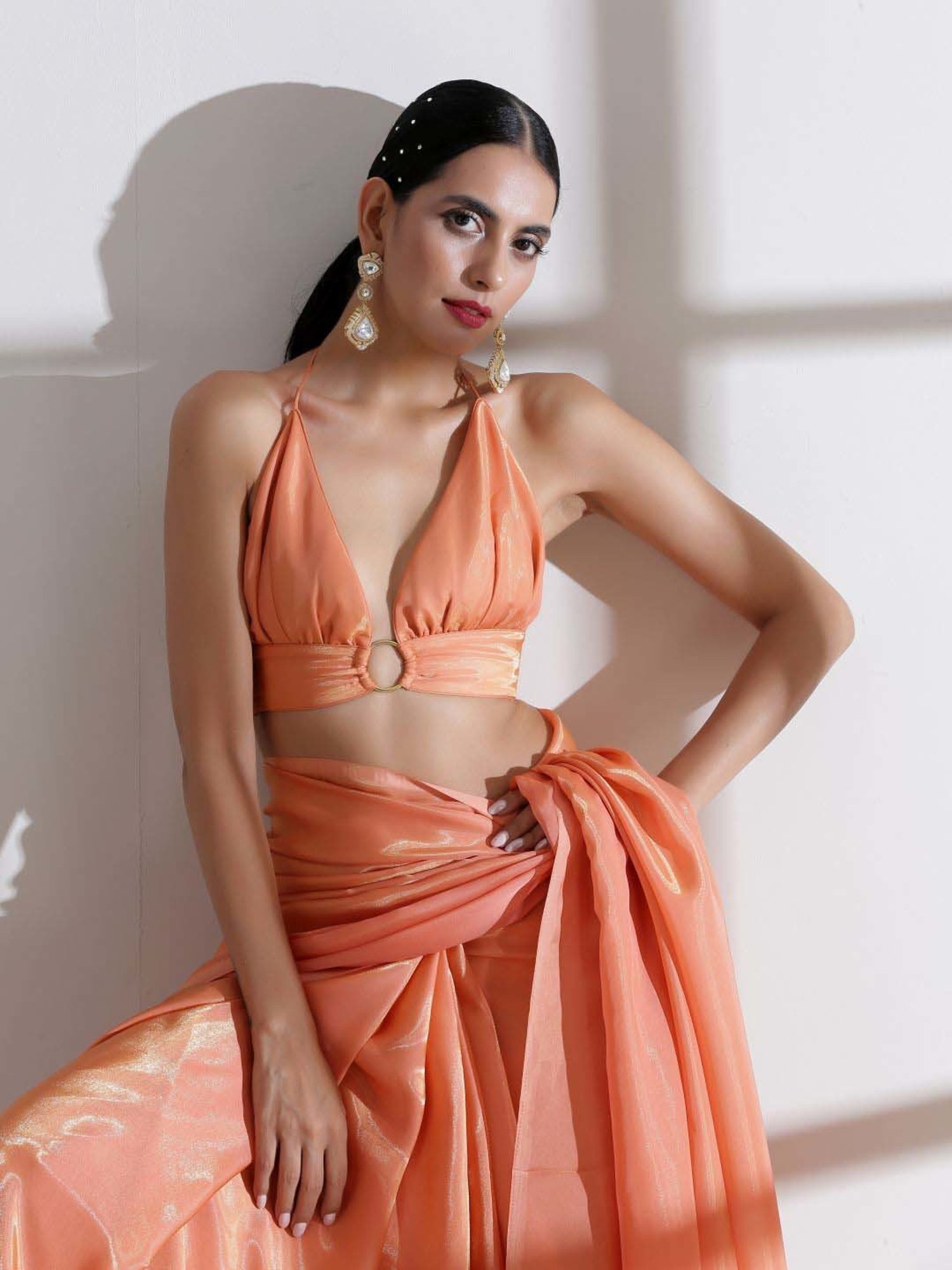 Swtantra Orange Plain Readymade Blouse