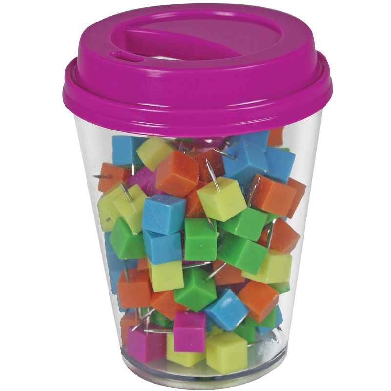 The Pencil Grip Inc Push Pin in Coffee Cup Supply Storage, Assorted Color, pk of 120