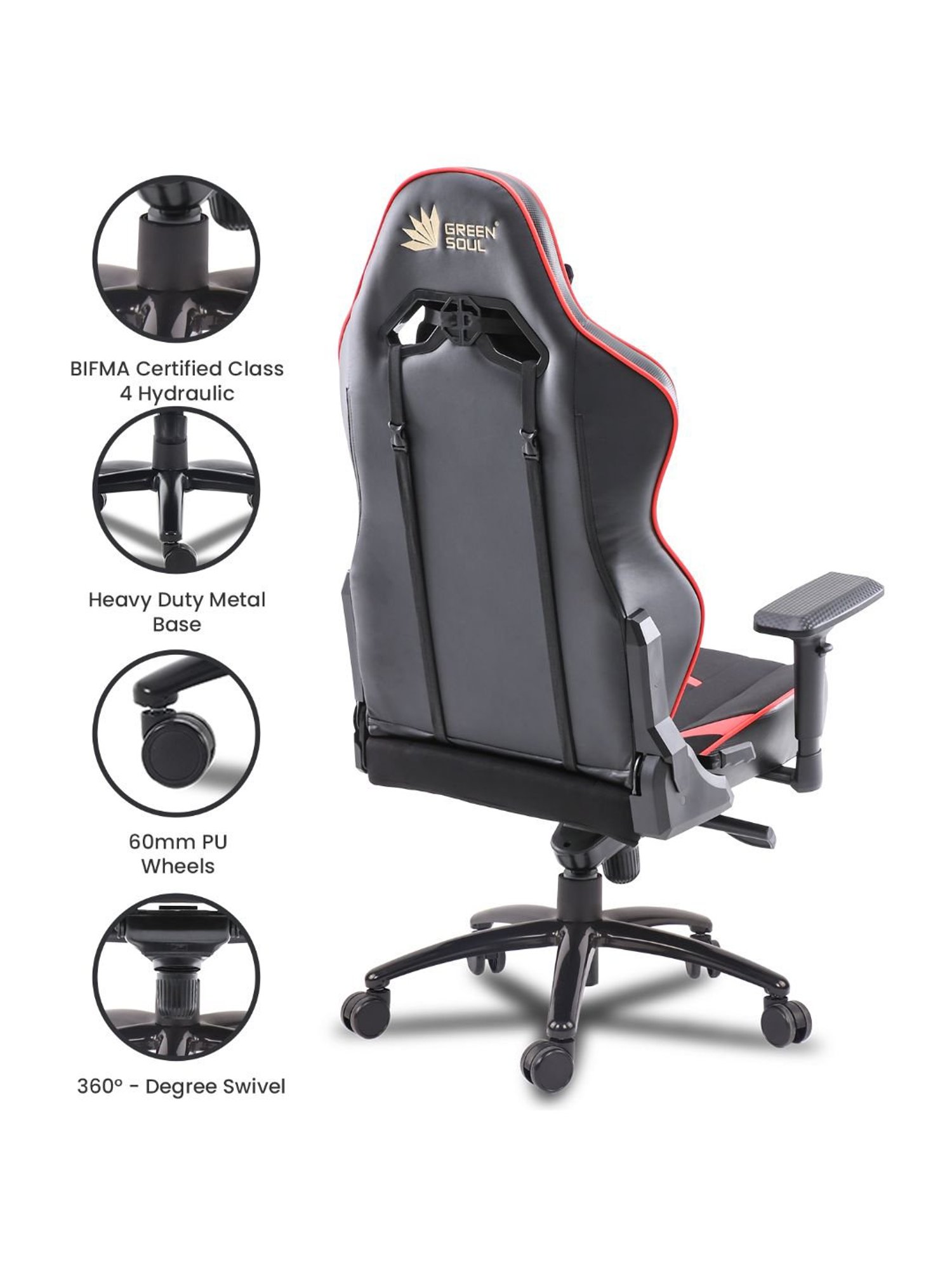 Green Soul Monster T Black & Red PU Leather Premium Gaming Chair