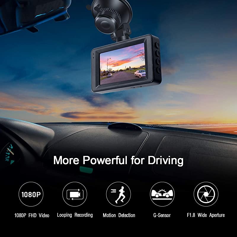 Cam 2021 New Model 1080P FHD DVR Car Driving Recorder 3 Inch LCD Screen 170&deg; Wide Angle GSensor Parking Monitor Loop Recording WDR with Night Vision Motion Detection