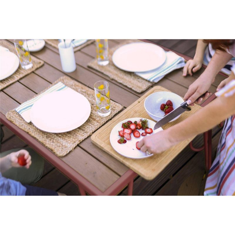 Paulette Square Patio Table & Bench Set - Persimmon Red - Novogratz