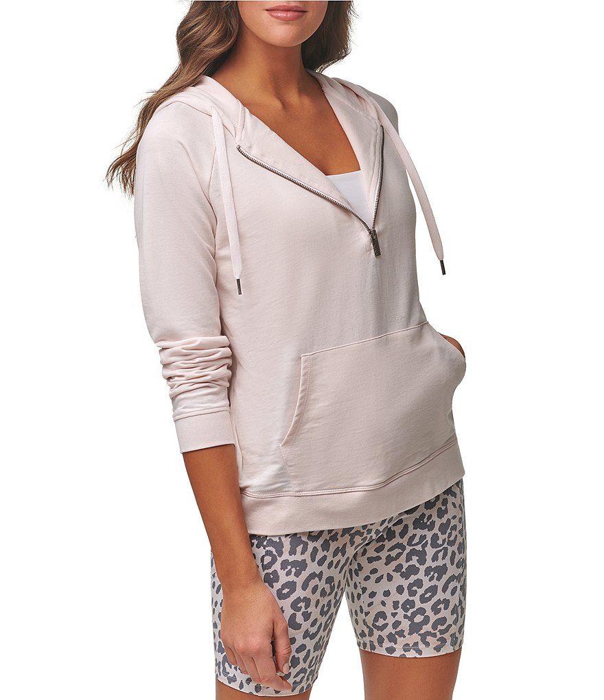 Splendid Knit Zip Up Drawstring Hoodie