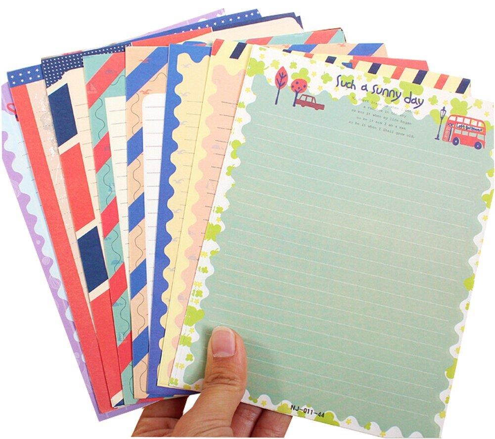 32 Pcs Assorted Color Cute Special Design Writing Paper Letter & 16 Pcs Envelope Writing Stationery Paper Set